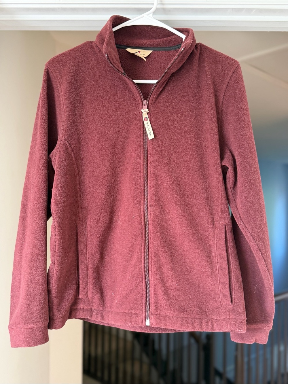 Woolrich Burgundy Full Zip Fleece Jacket Women’s Small Soft Outdoor Hiking